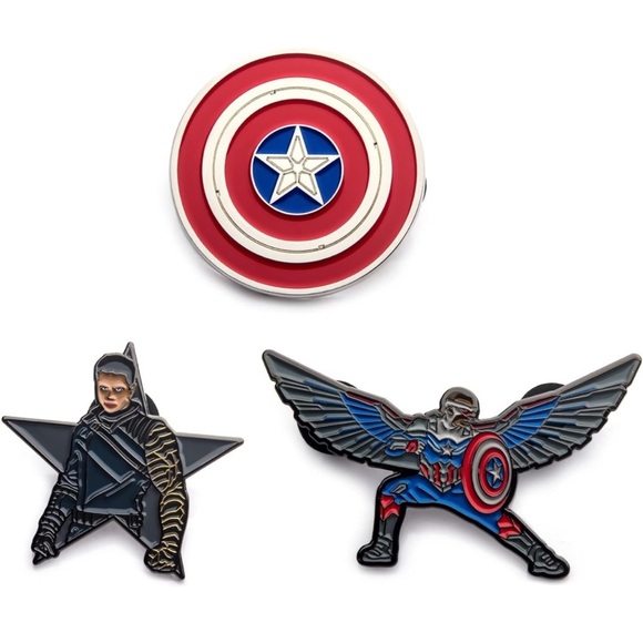 Marvel Studios: The Falcon and The Winter Soldier Metal based pin set new - Picture 1 of 6